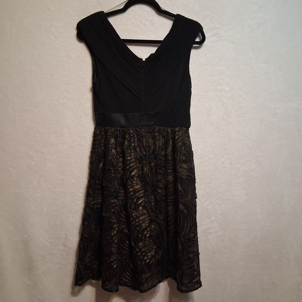Adrianna Papell 8 Dress Knee Length Black Chiffon Skirt Cocktail Party Event - Picture 6 of 10